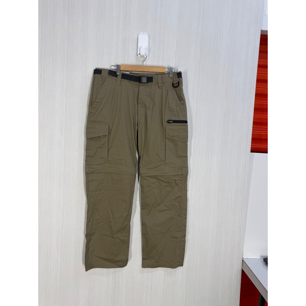 BC Clothing Mens Convertible Cargo Pants Sand Tan Stretch Hiking Zip Off L x 30